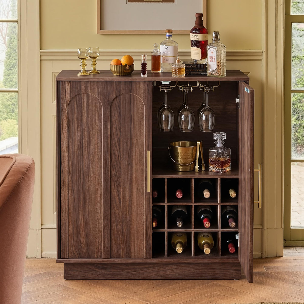 Walnut Wine Bar Cabinet