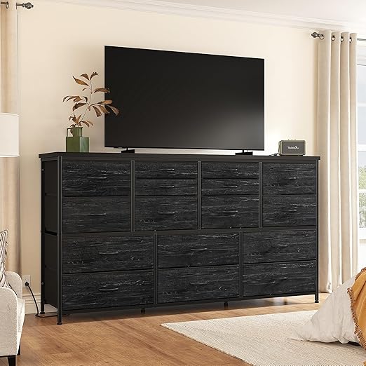 16-Drawer TV Stand Dresser with Power Outlets