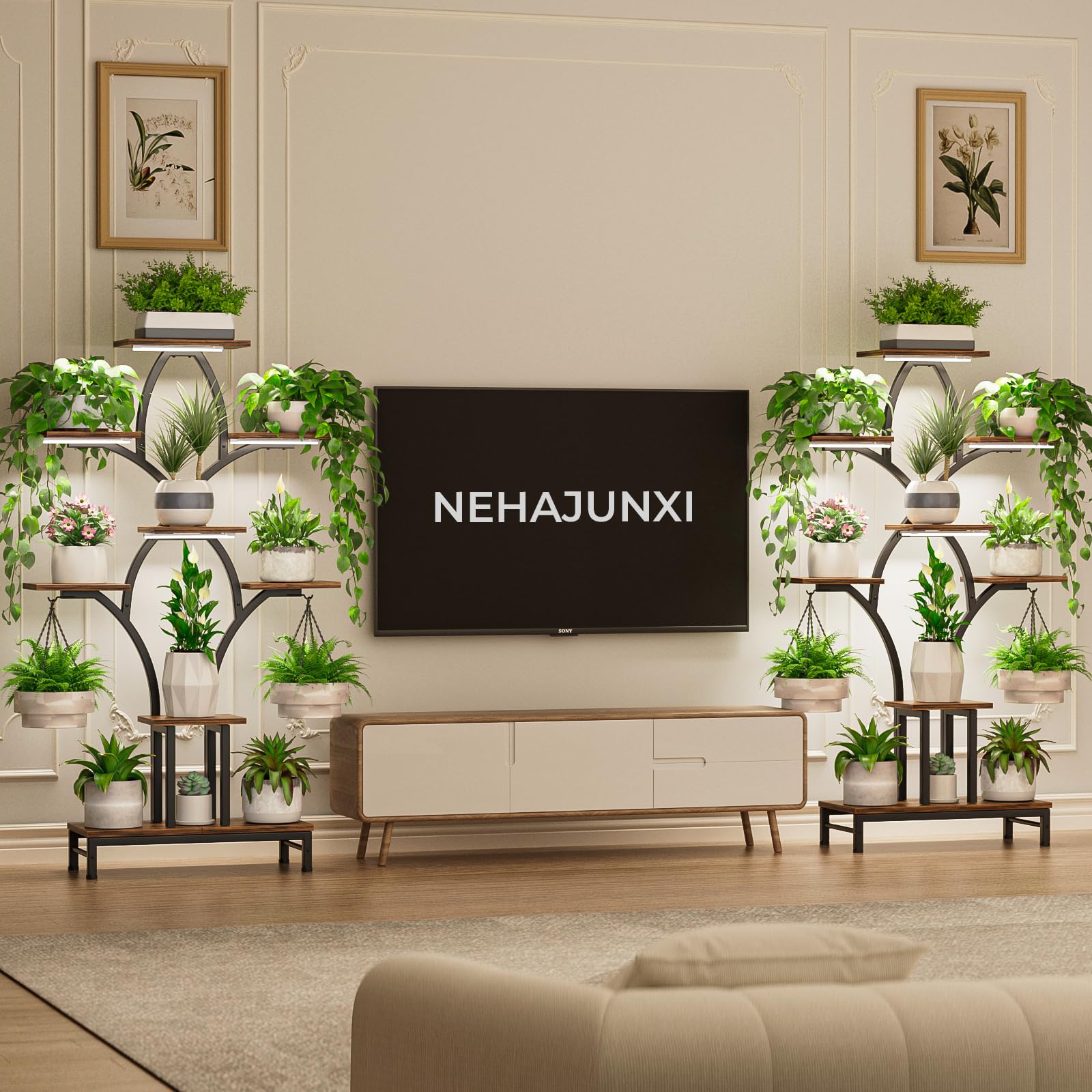 8-Tier Corner Plant Stand with Grow Lights