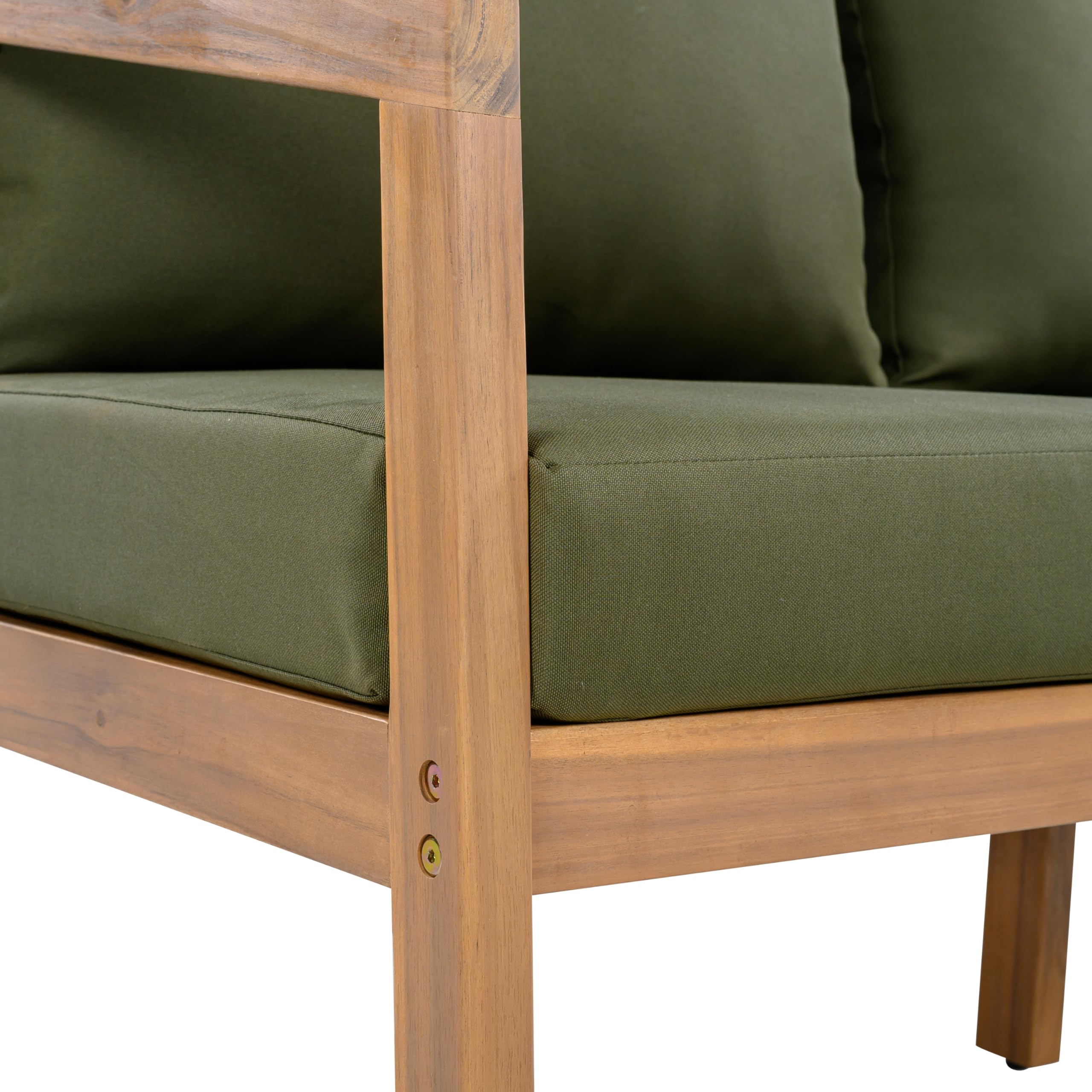 Acacia Wood Outdoor Loveseat Sofa with Removable Cushions