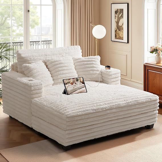Oversized Faux Fur Chaise Lounge