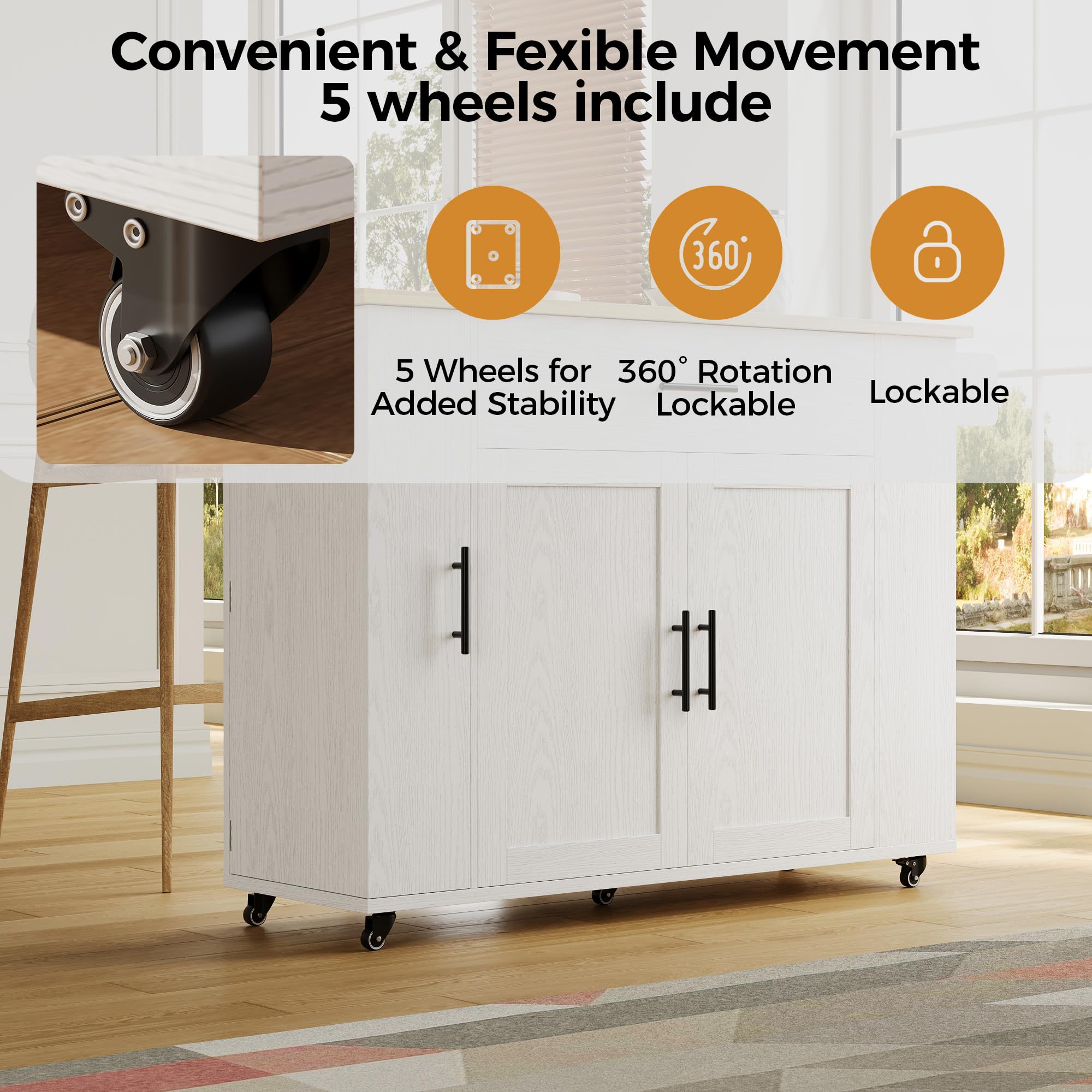 Rolling Kitchen Island Cart with Drop Leaf