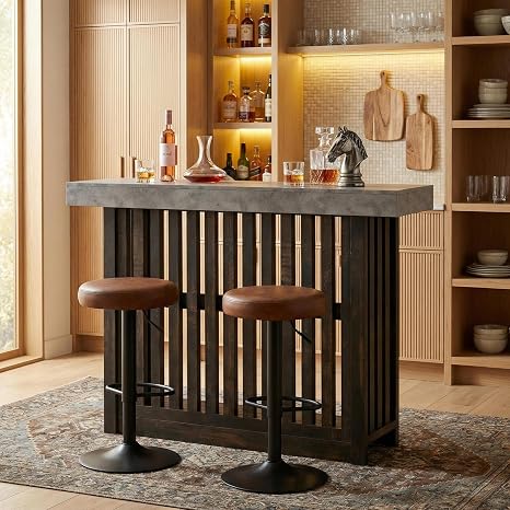 63" Bar Table with 2-Tier Storage Shelves