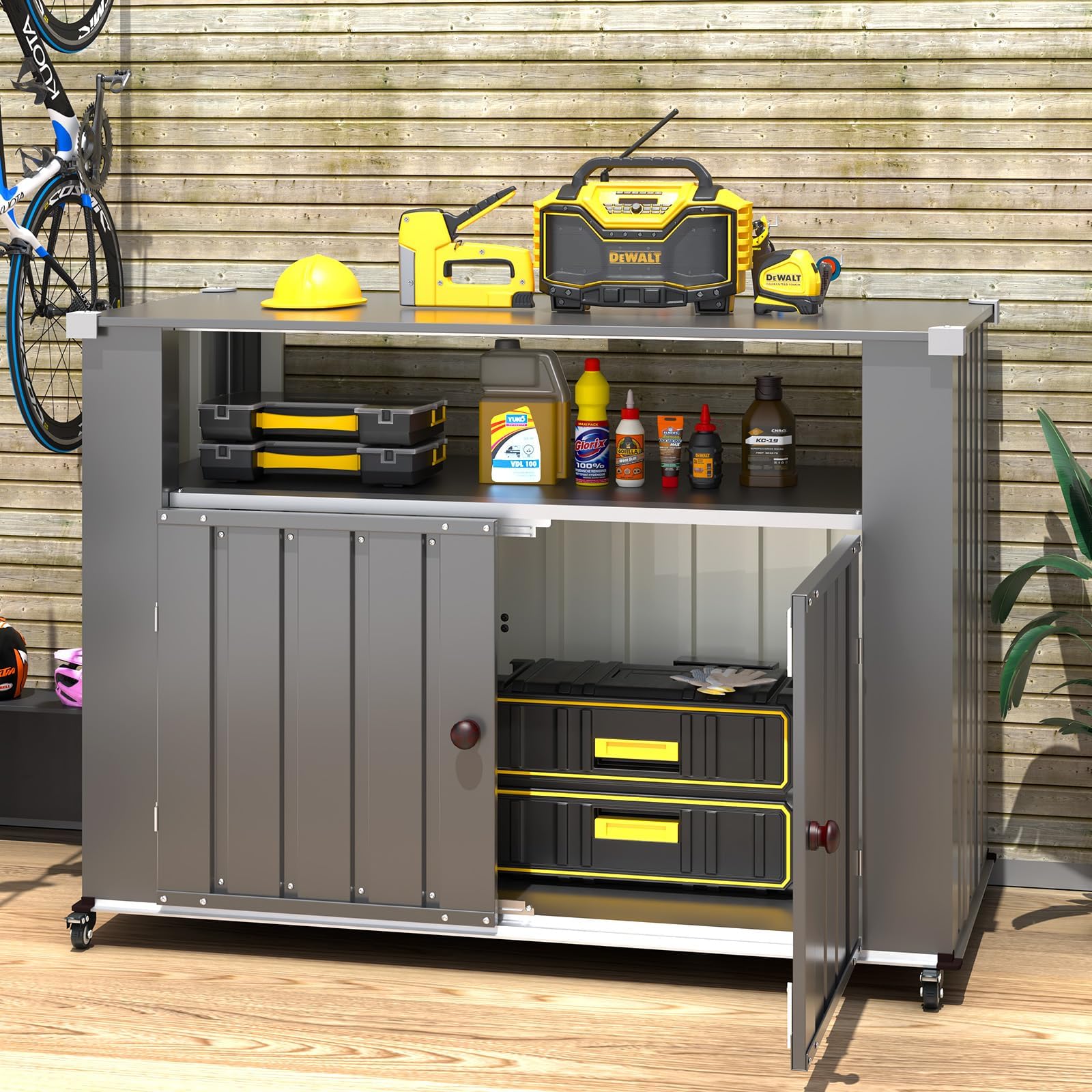 Outdoor Grill Table with Storage Cabinet