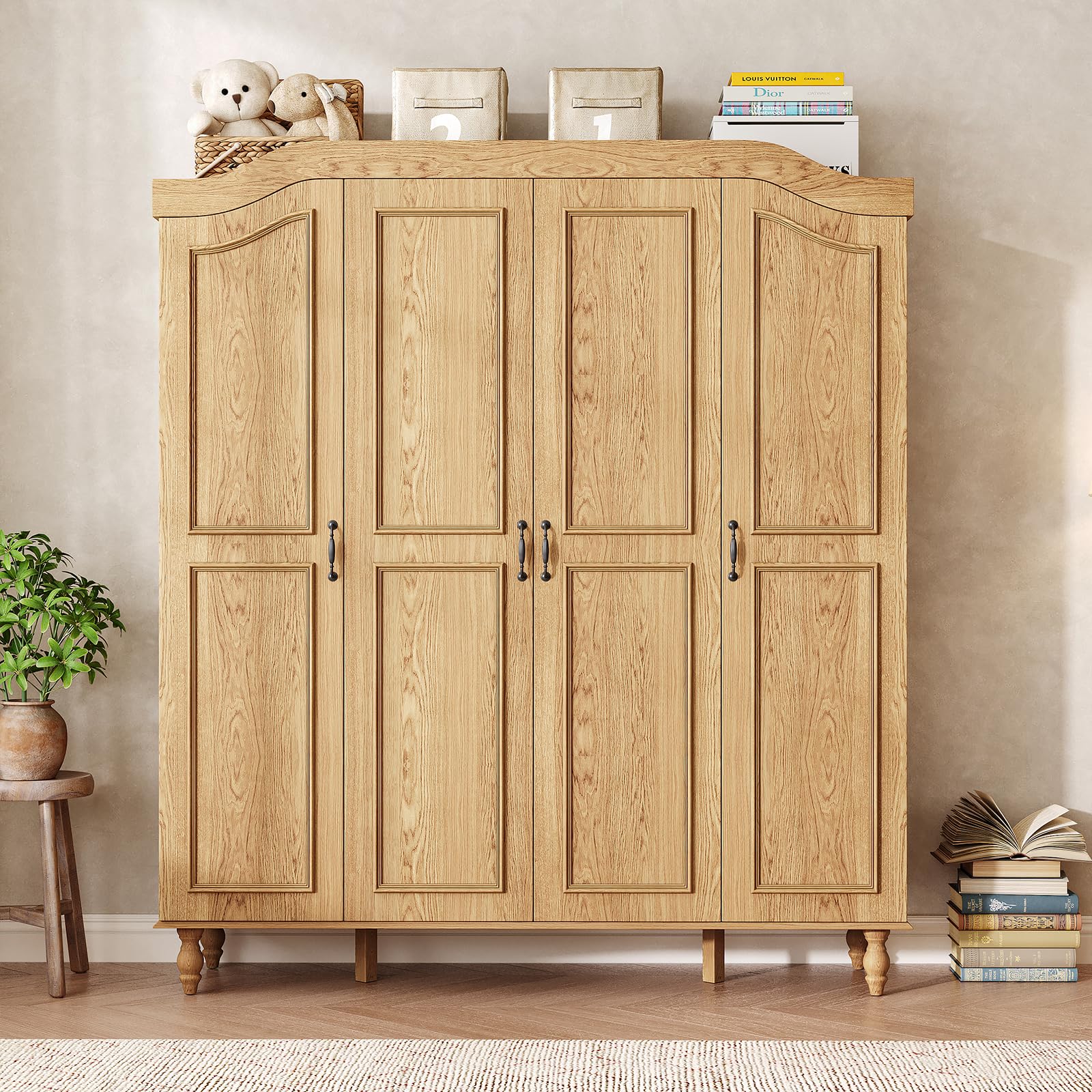 Arched Armoire Wardrobe Closet with 4 Doors