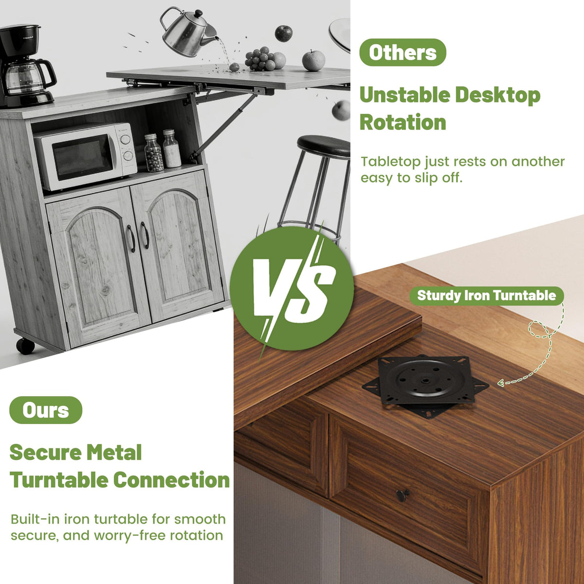 Walnut Rotating Kitchen Island