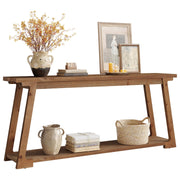 Solid Wood Two-Tier Console Table