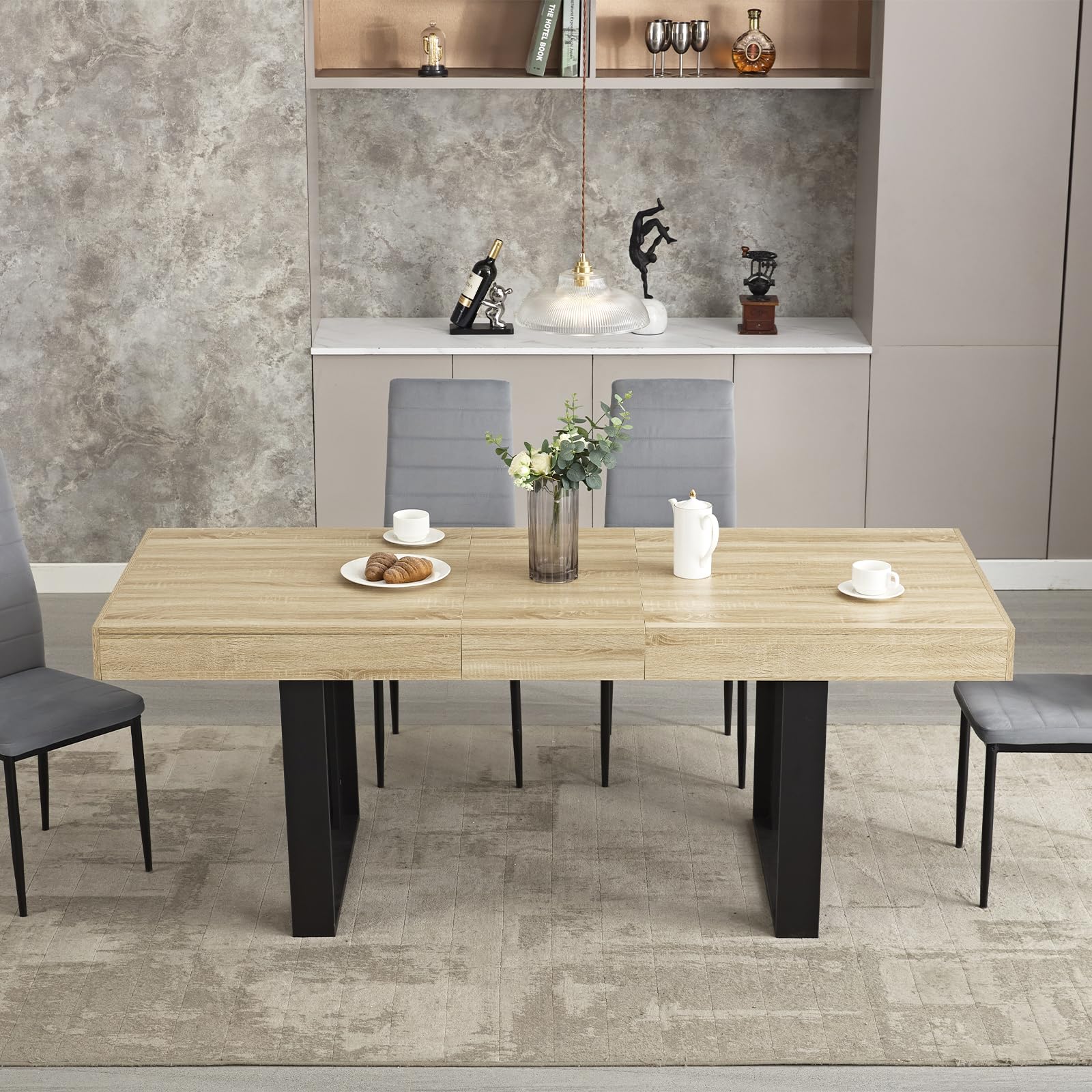 Extendable Dining Table 63"-79", Seats 6-10