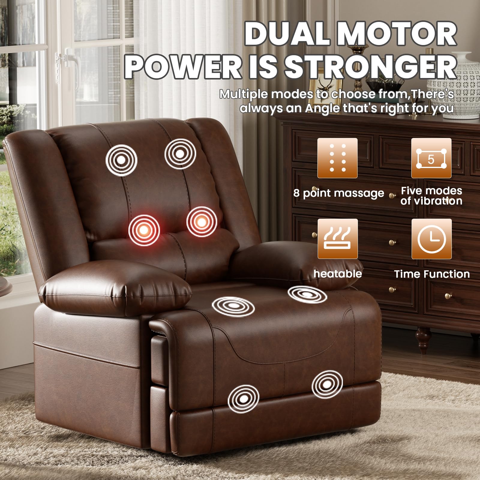 Dual Motor Power Lift Recliner Chair with Massage & Heat