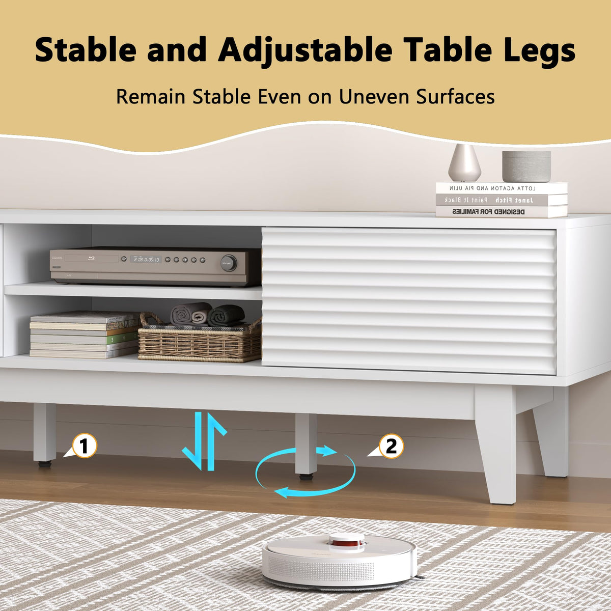 White Fluted TV Stand