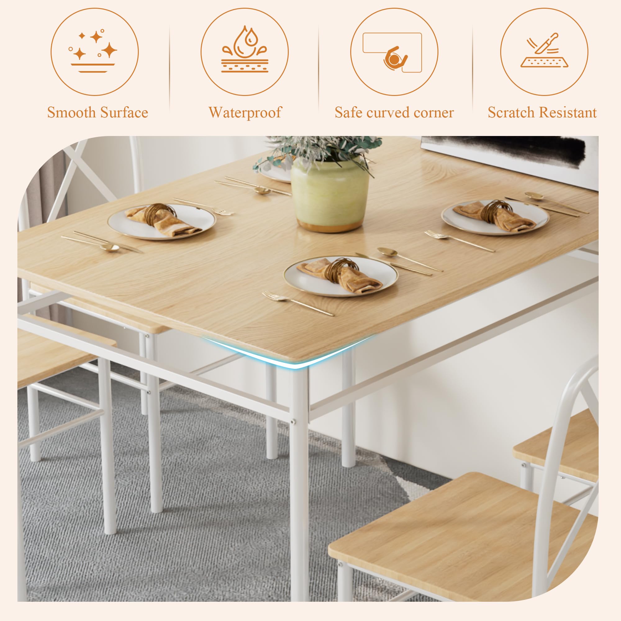 5-Piece Dining Table Set for 4