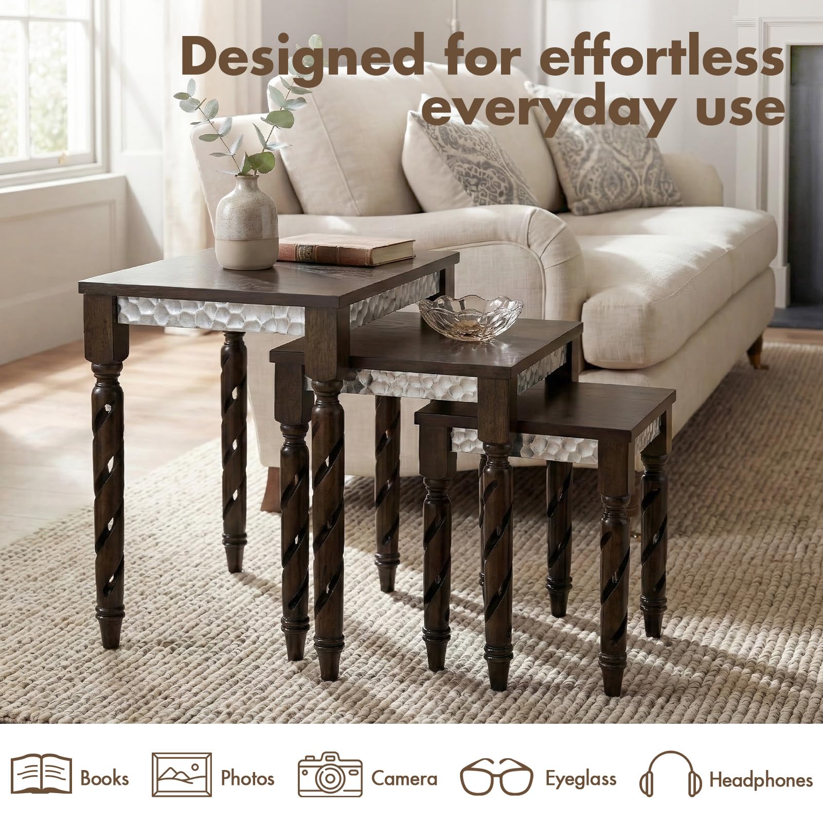 Mid-Century Modern Nesting Side Tables Set of 3