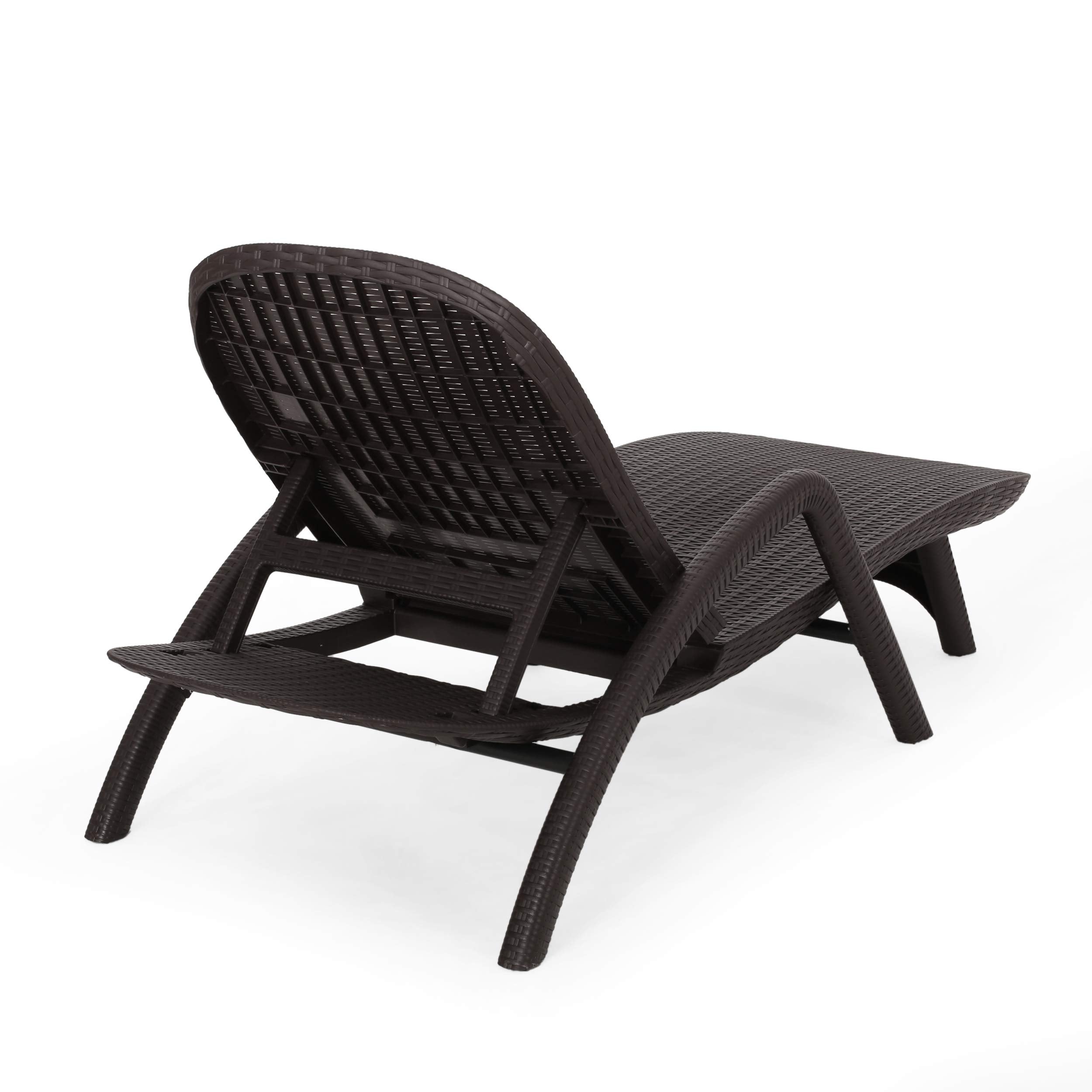 Outdoor Faux Wicker Chaise Lounge with Adjustable Backrest