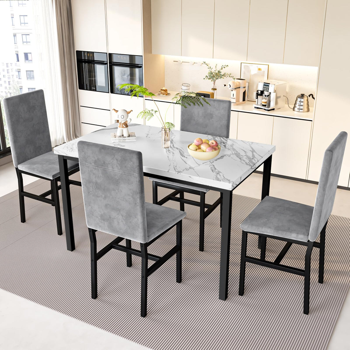 5-Piece Faux Marble Dining Set