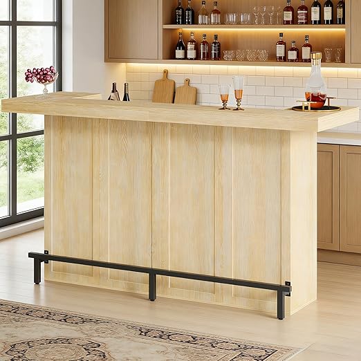 Extra Large Bar Table with Wine Glass Rack & Footrest
