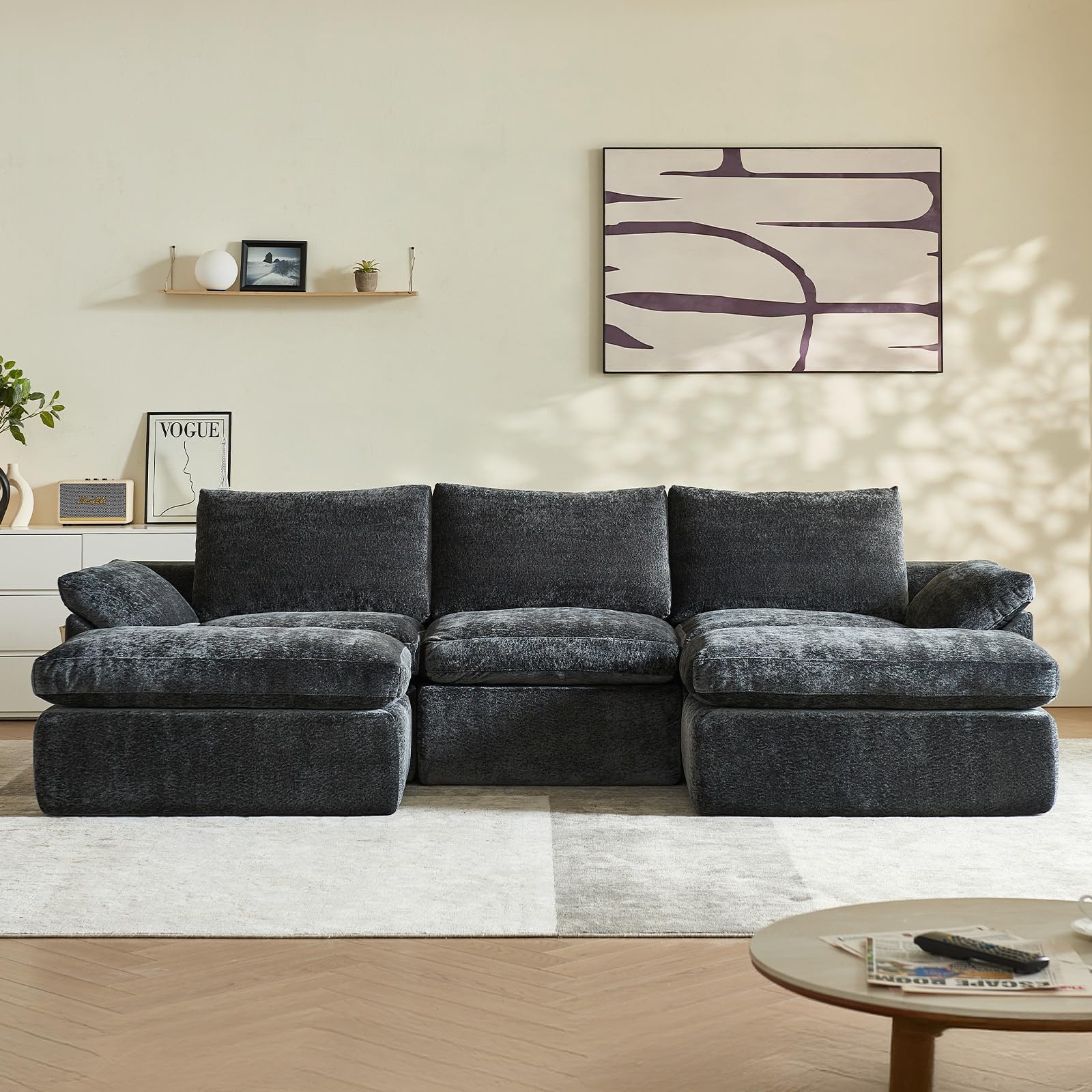 Modular U-Shaped Cloud Sectional Sofa with Ottoman