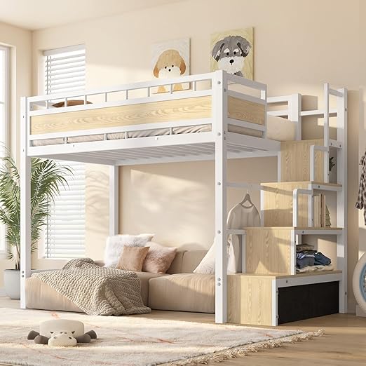 Twin Loft Bed with Storage Stairs