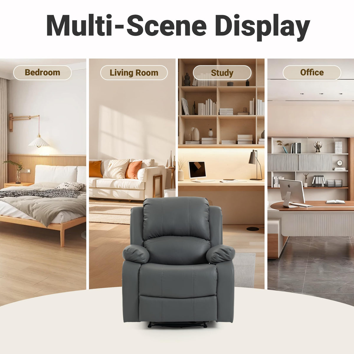 Culect Manual Recliner Chair, Lazy Leather Recliner, Perfect for Lounging in the Living Room, Home Theater and Bedroom, an Excellent Gift for Home