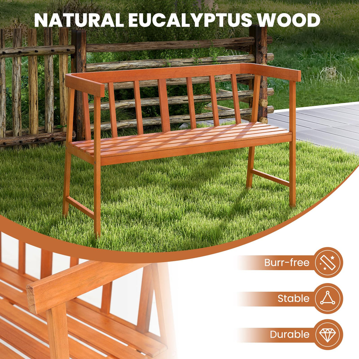 Eucalyptus Wood Outdoor Bench