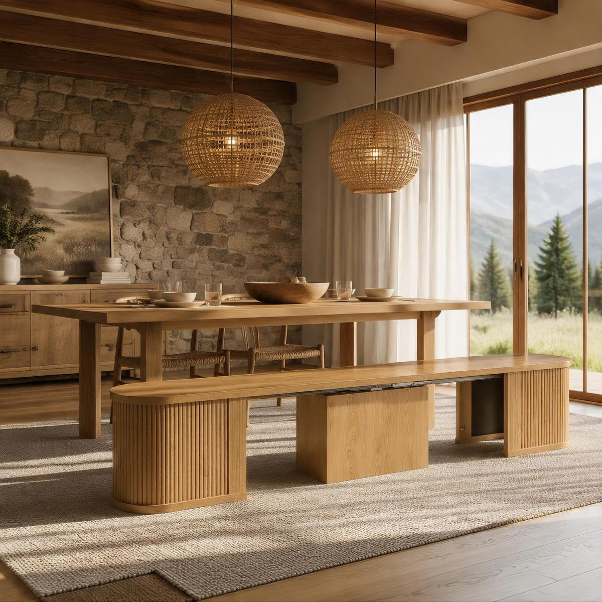 41-95 Inch Long Extendable Dining Bench, Oval Dining Room Bench Seat