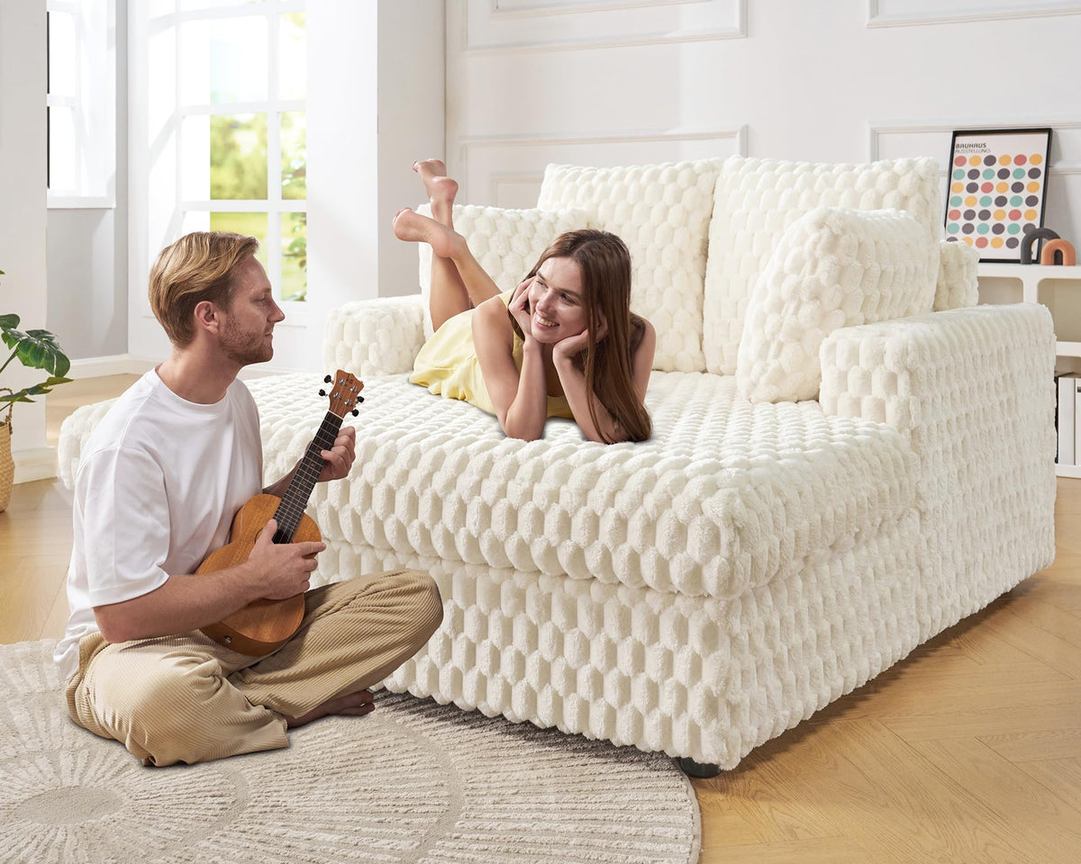 White Faux Fur Chaise Lounge