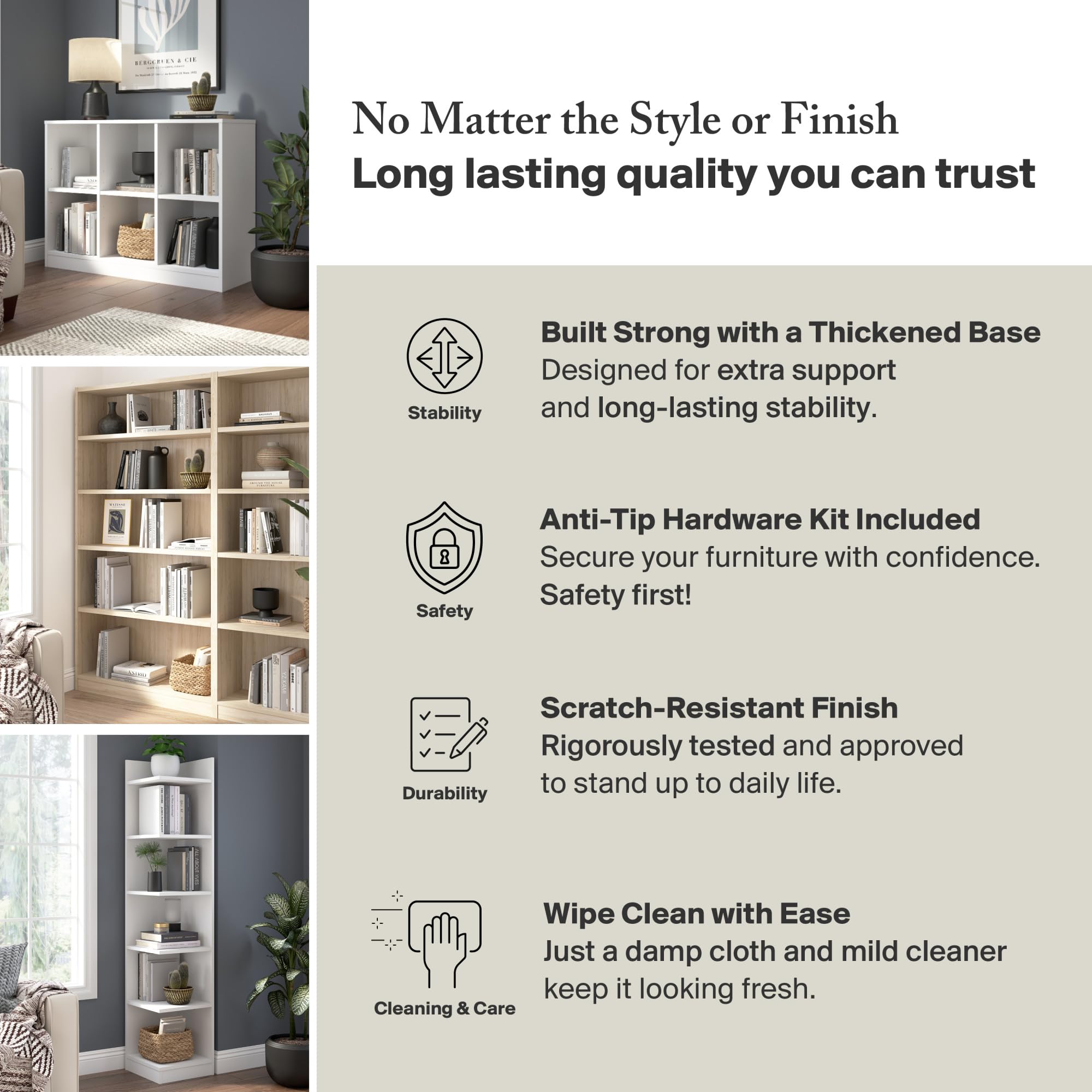 Bush Home Small 2 Shelf Bookcase, 2 Tier Bookshelf Storage Cabinet with Adjustable Shelf for Living Room, Bedroom or Home Office, Universal Collection, Vogue Cherry