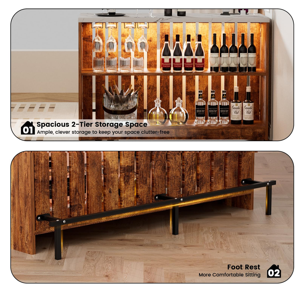Drop Leaf Bar Table with LED Lights