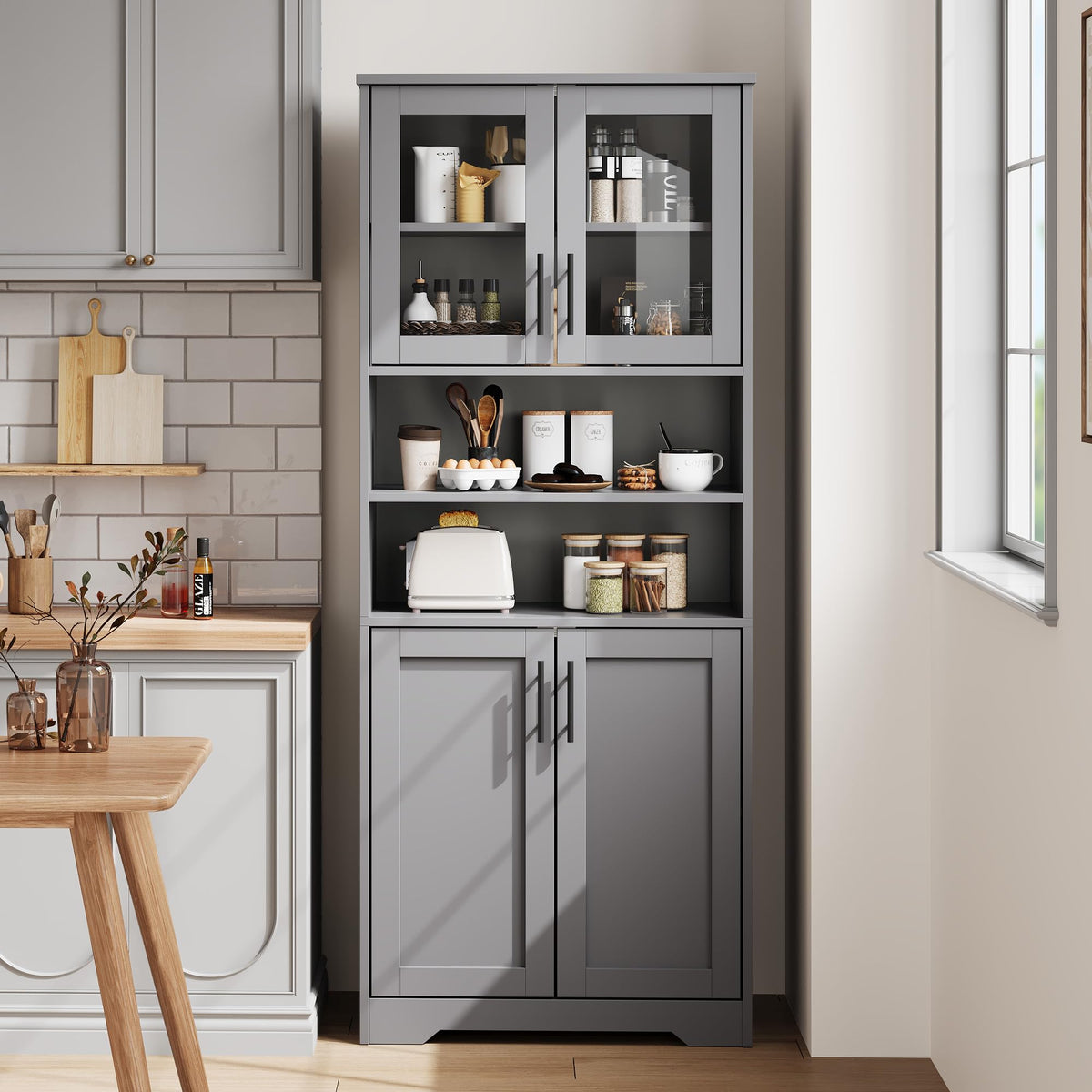 Tall Storage Cabinet with Adjustable Shelves
