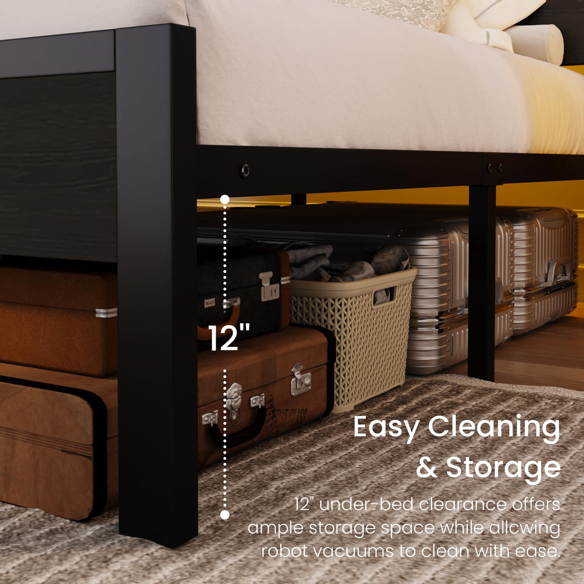 Twin LED Bed Frame with Charging Station