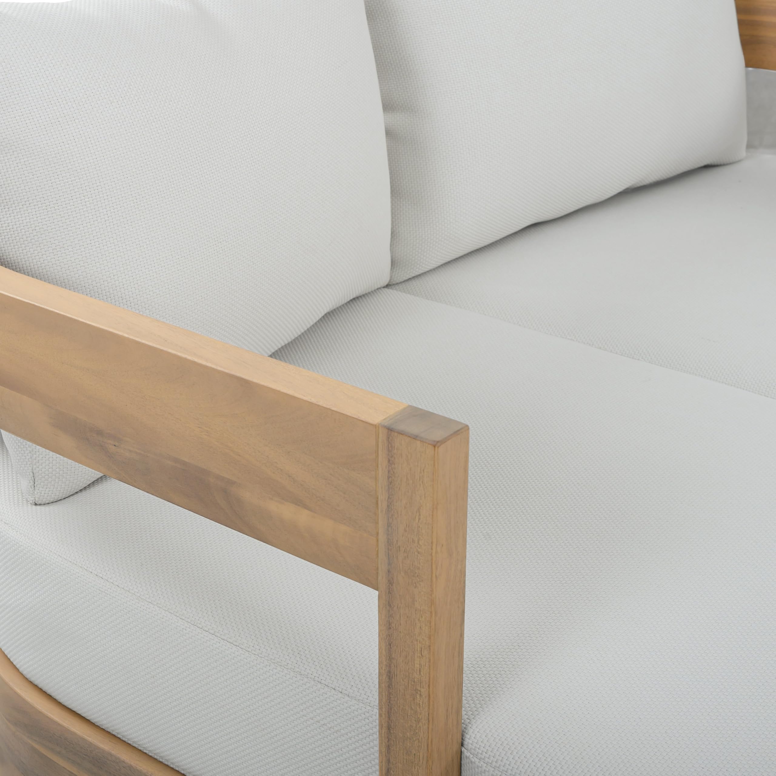 SAFAVIEH Outdoor - Kento Daybed - Oak Solid Wood & Ivory Cushion - Weather Resistant - Ideal for Deck, Patio, Backyard, 51.6" W x 63.4" D x 23.2" H (PAT7100B)