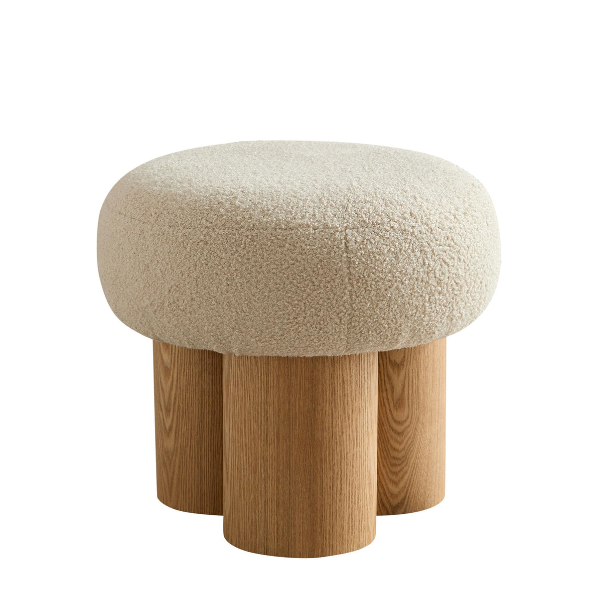 MEETAKING Small Round Foot Stool, 16.54" Teddy Footrest Ottoman Stool with Non-Skid Legs, Mushroom Footstools Step for Couch, Desk, Office, Living Room (Beige)