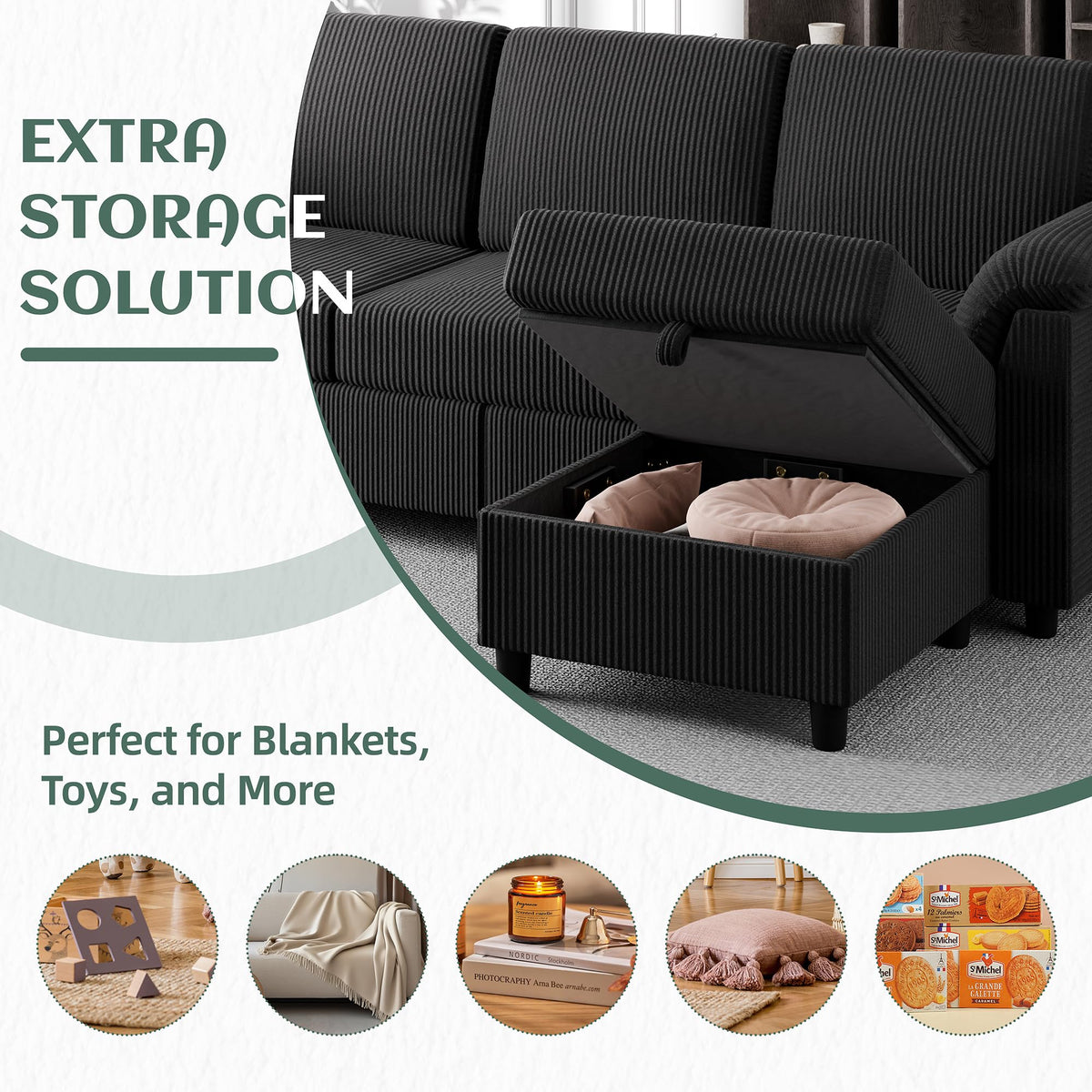 Reversible L-Shaped Sectional Sofa