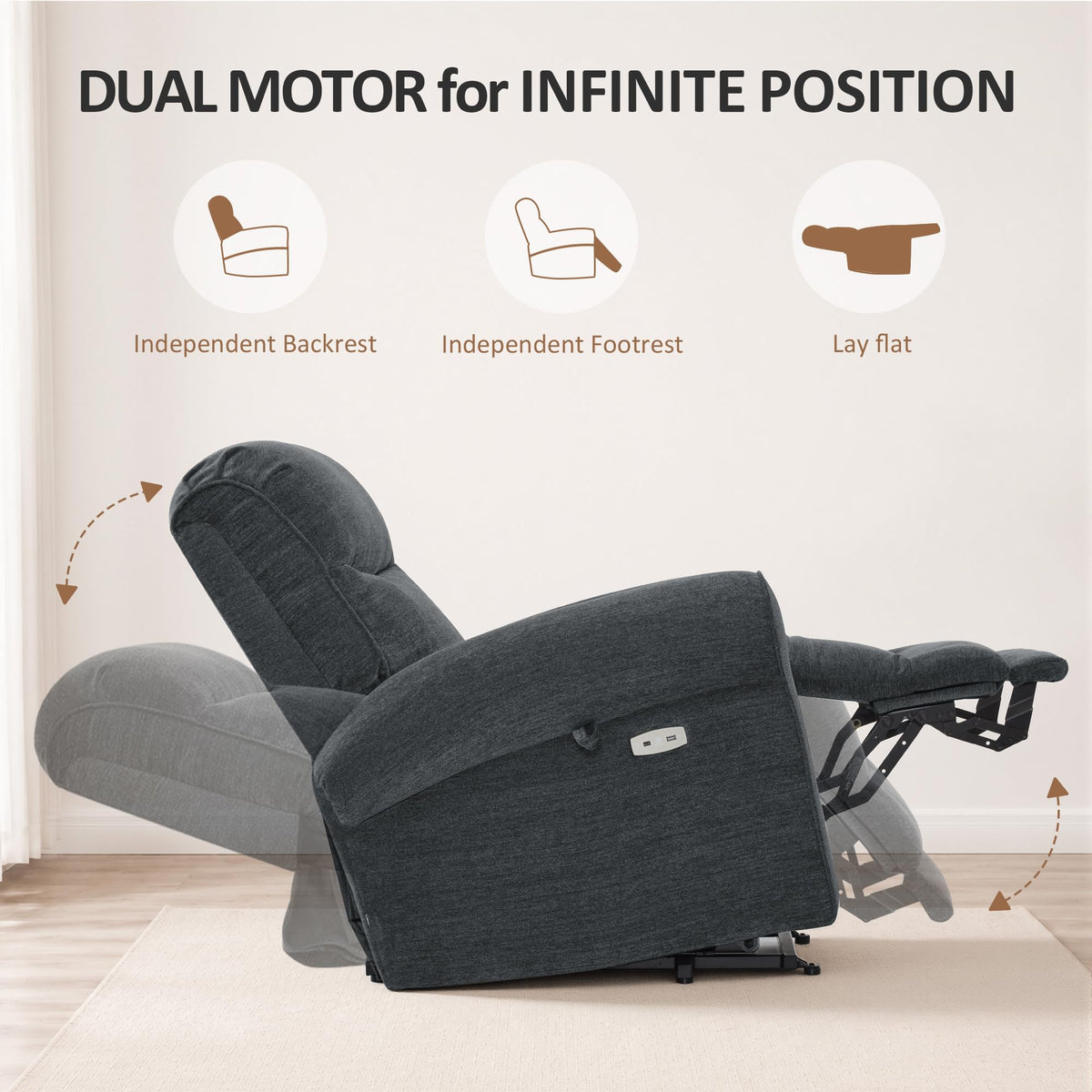 MCombo Dual Motor Power Lift Recliner Chair, Massage & Heat 7666