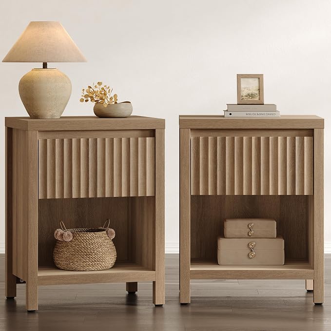 Fluted Nightstands Set of 2