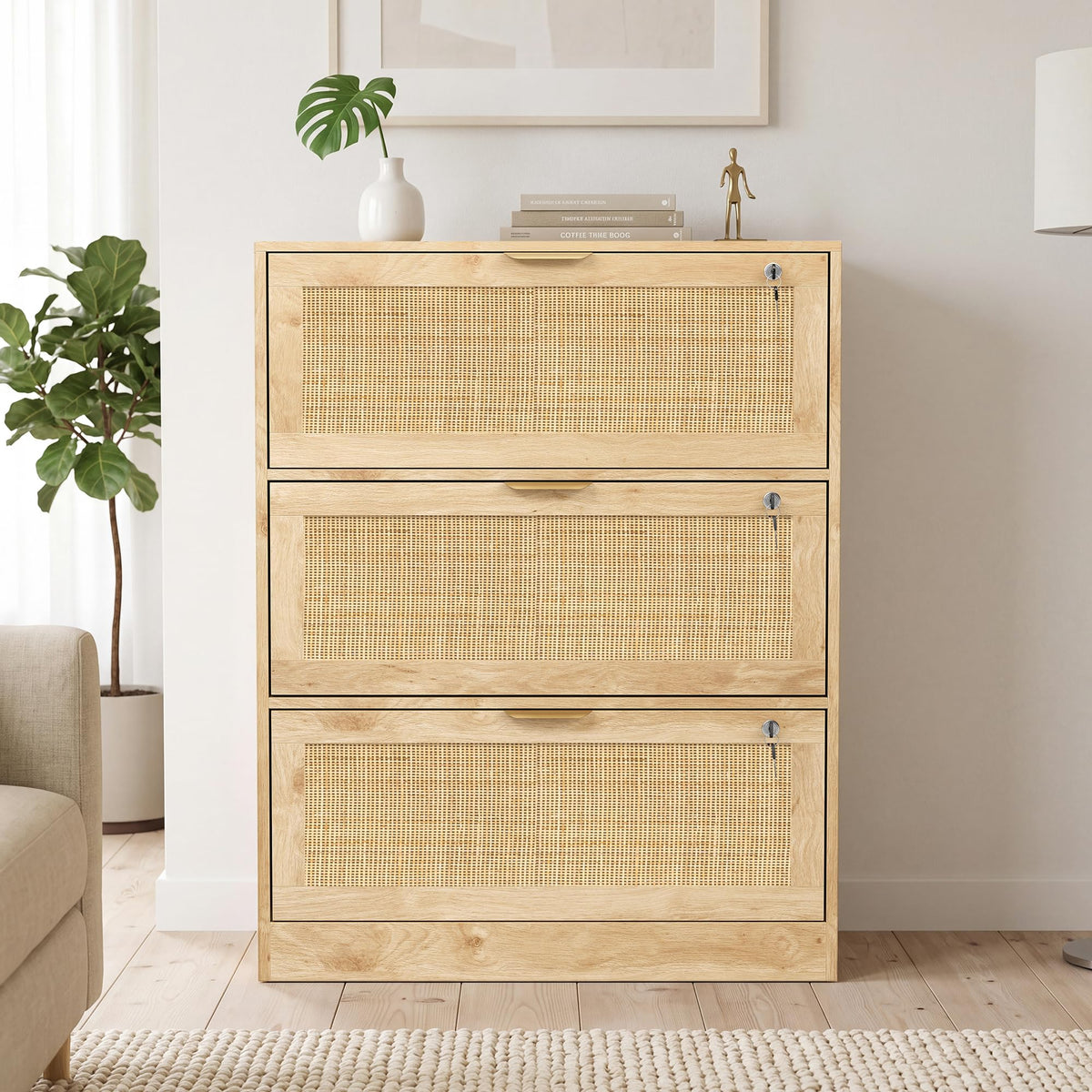 Rattan Lateral Filing Cabinet