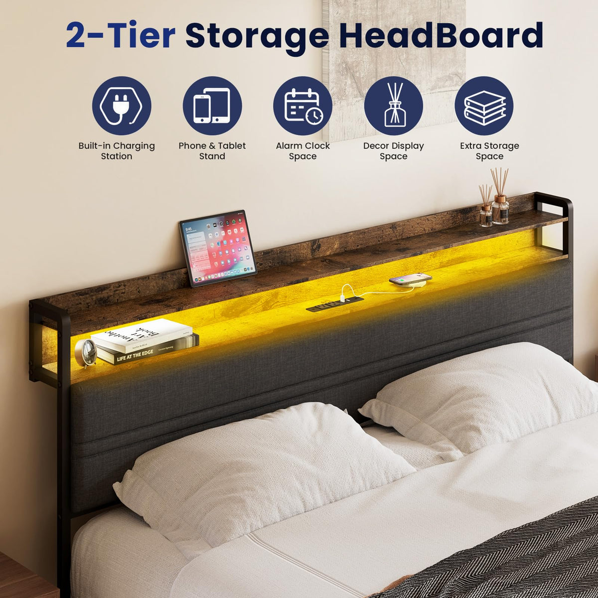 Queen LED Storage Bed Frame