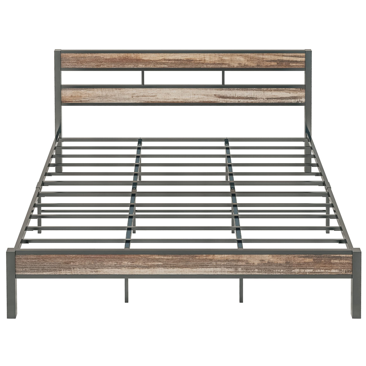 LIKIMIO California King Bed Frame wtih Headboard, Rustic Brown