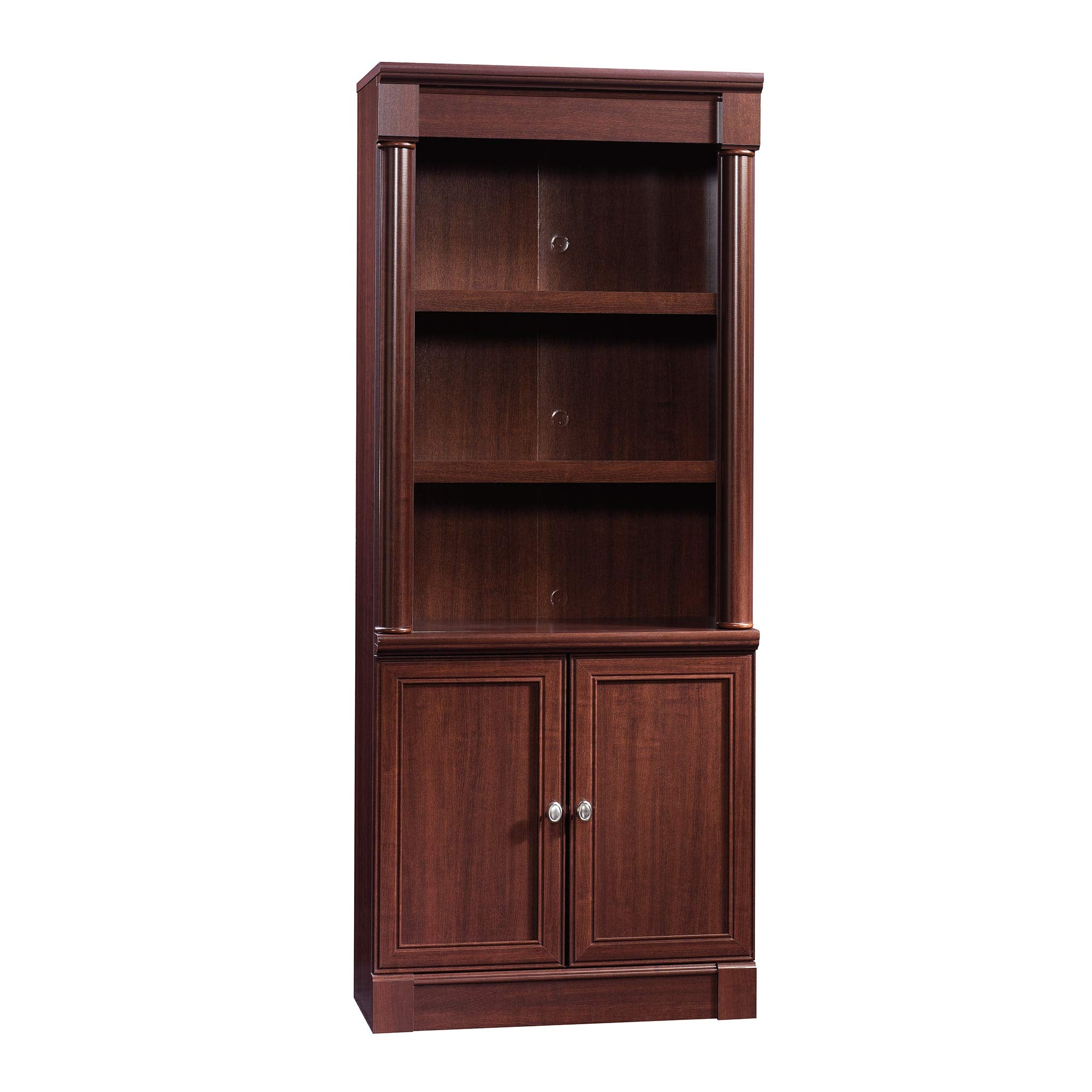 Sauder Palladia Library with Doors/Book Shelf Miscellaneous Storage 2-Shelf Bookcase, Select Cherry Finish
