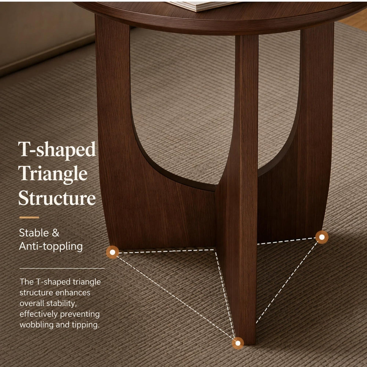 Round Solid Wood Side Table