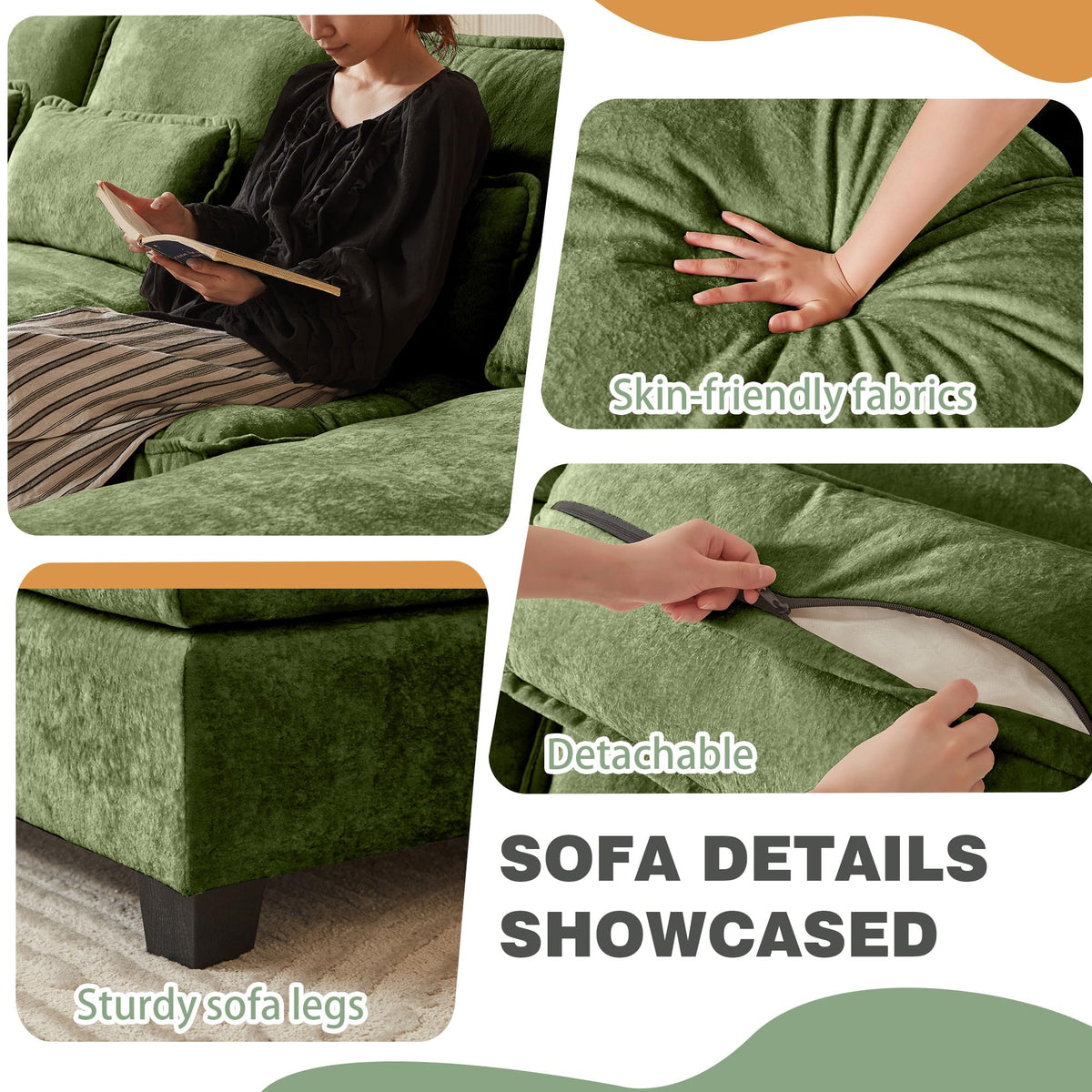 U-Shaped Sectional Sofa with Double Chaise