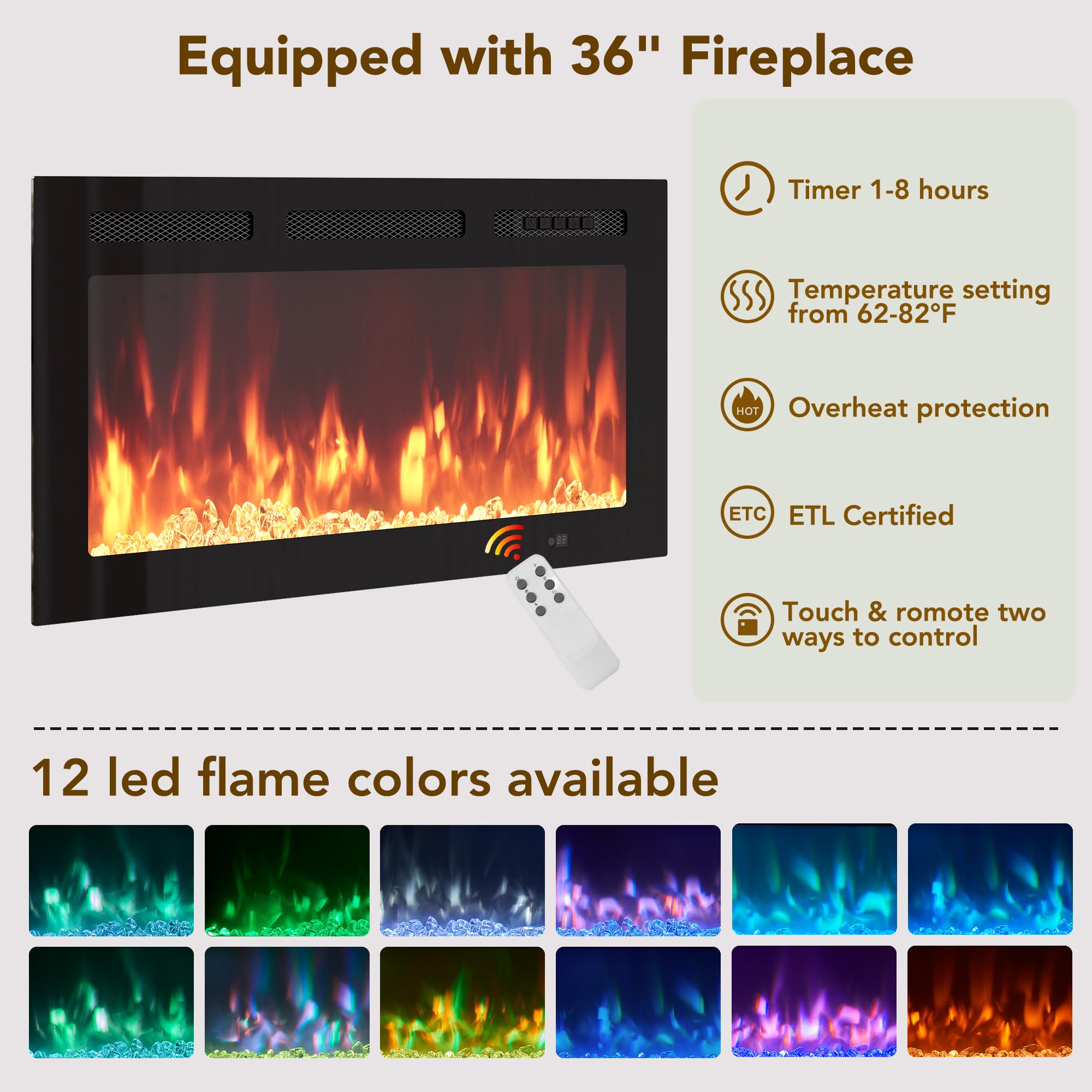 70" Fluted Fireplace TV Stand with Storage
