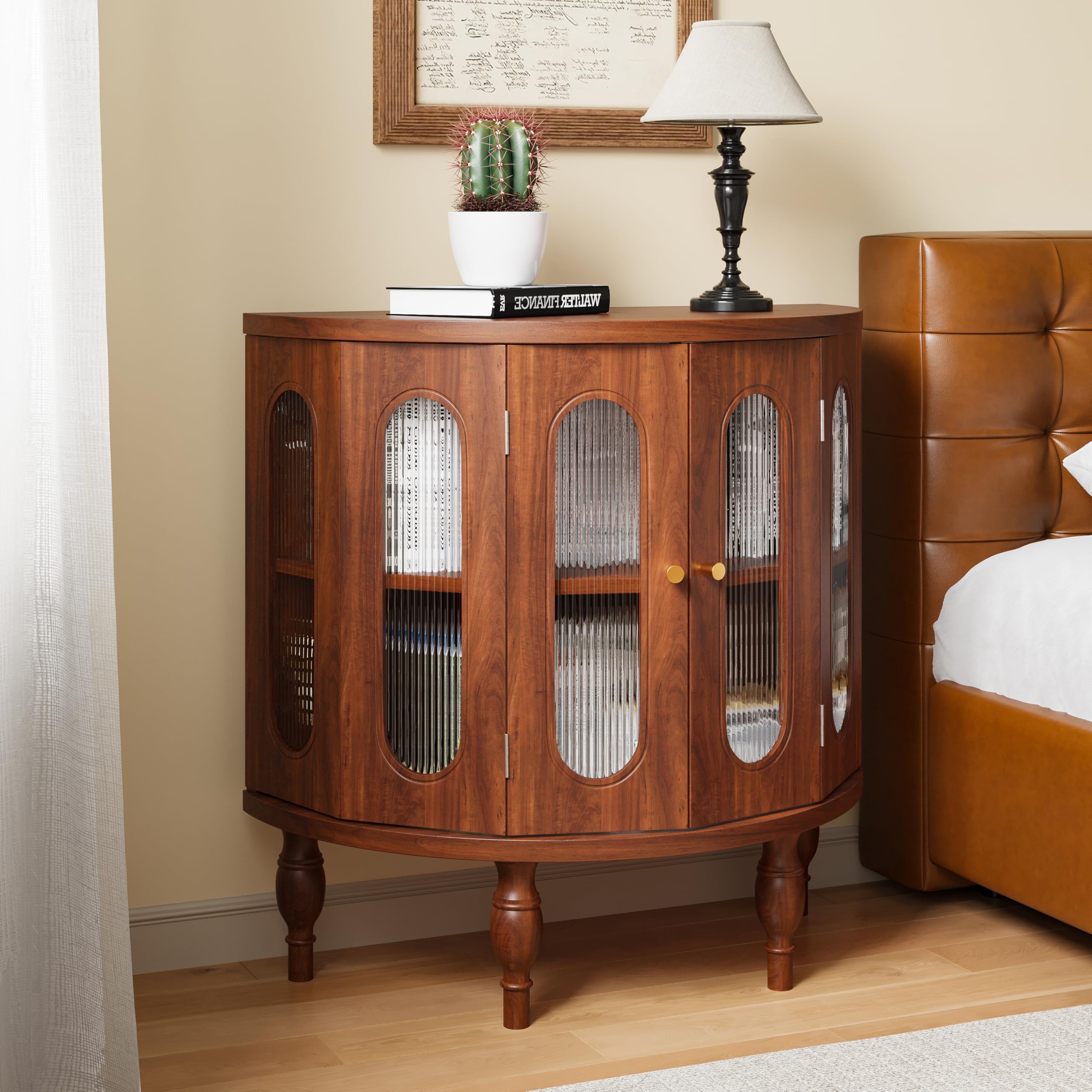 Semi-Circle Accent Storage Cabinet with Acrylic Doors