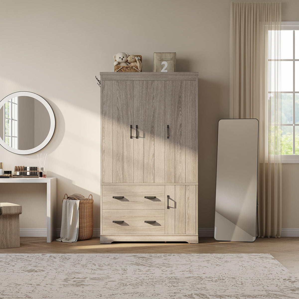 Freestanding Wardrobe with Drawers