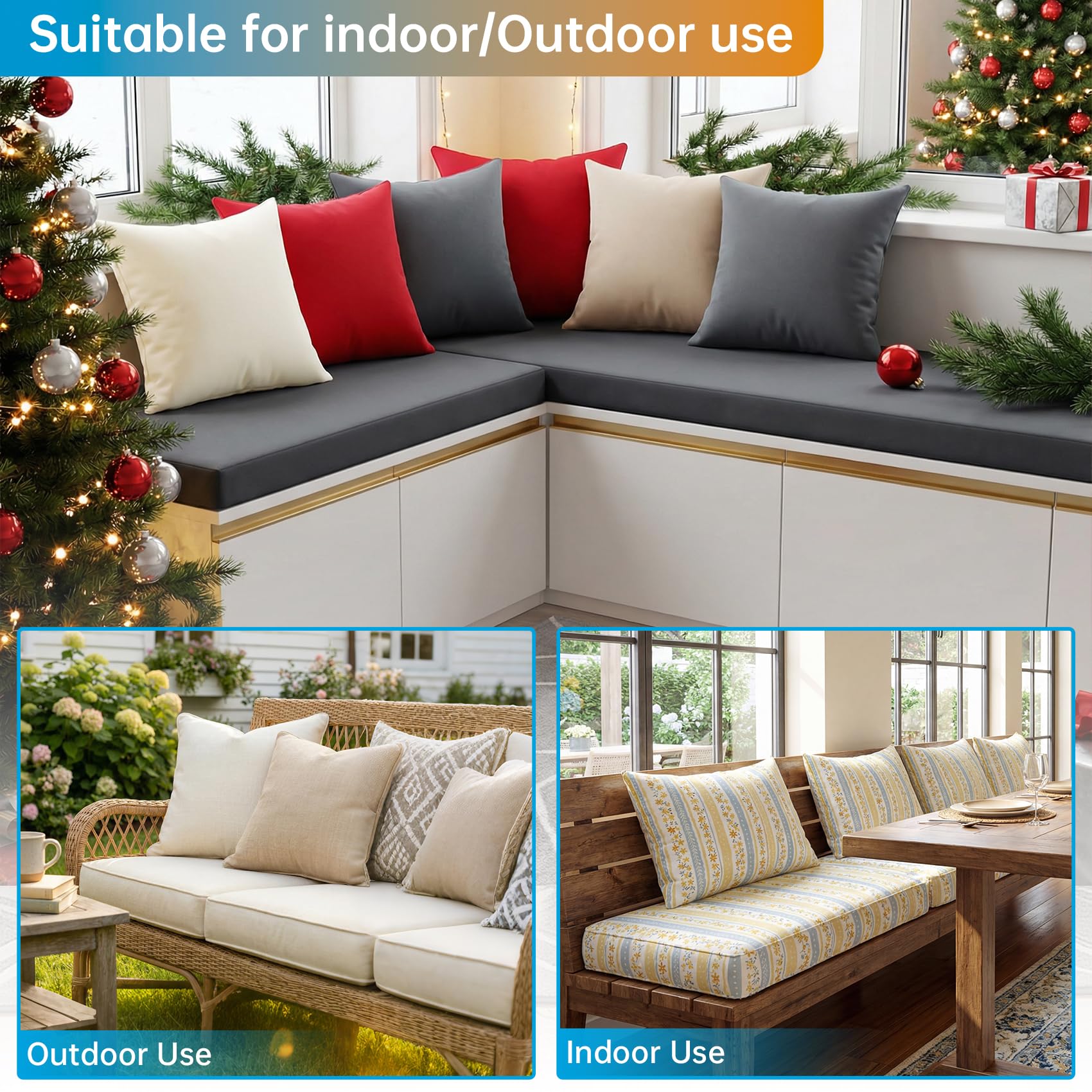 Custom Size Bench Cushion – Indoor & Outdoor