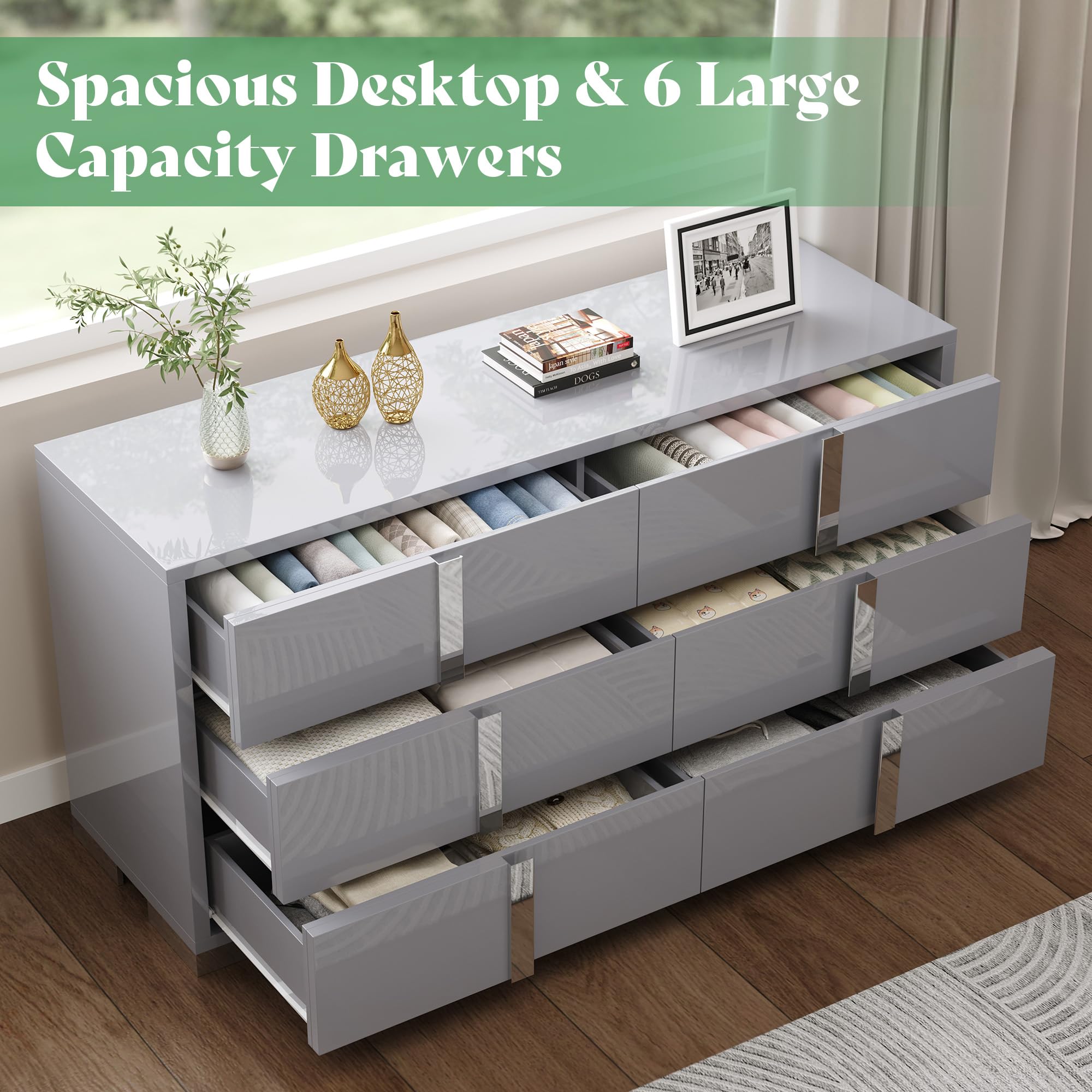 3-Piece Bedroom Dresser Set with Nightstands – Grey