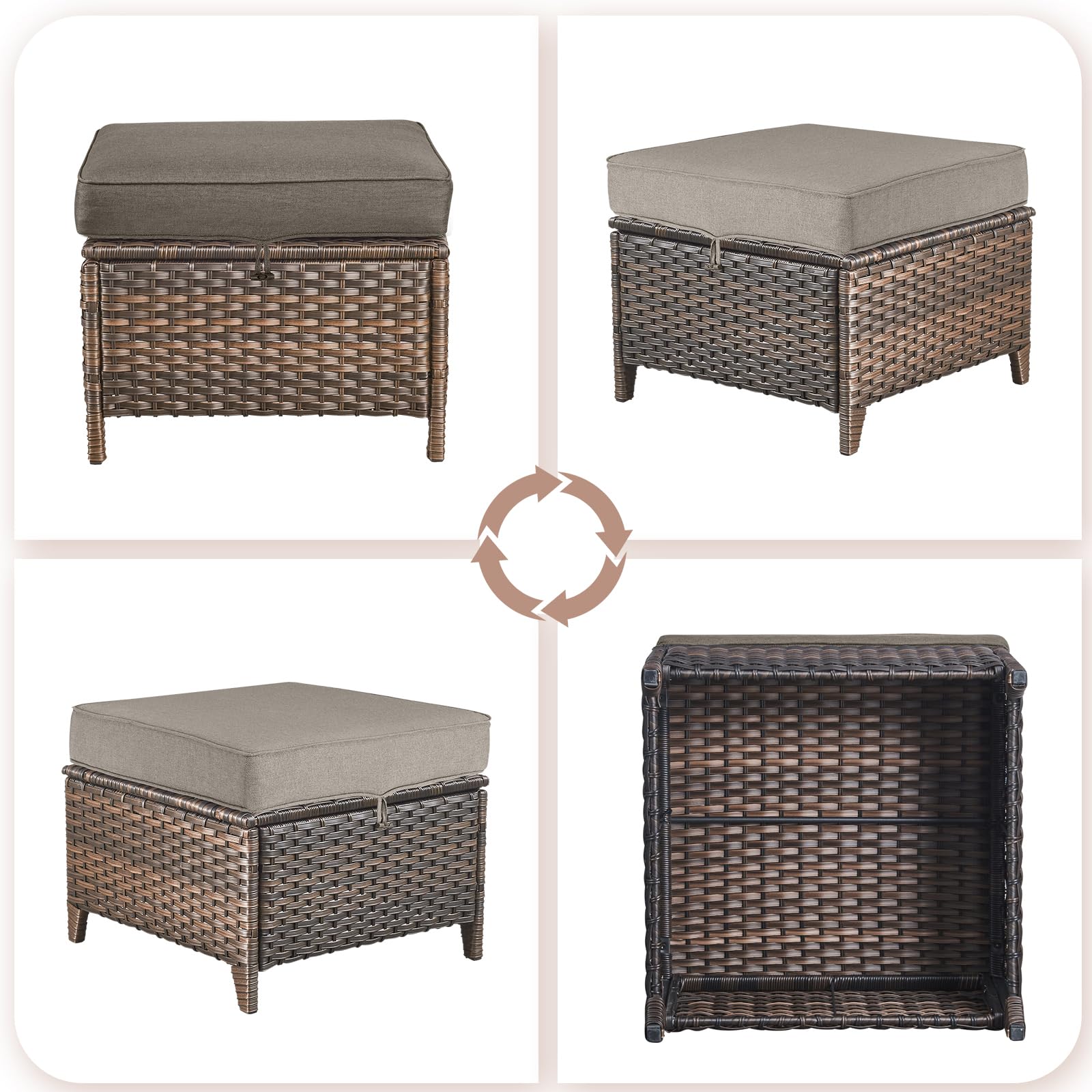 Outdoor Wicker Patio Ottoman Set (2-Piece)