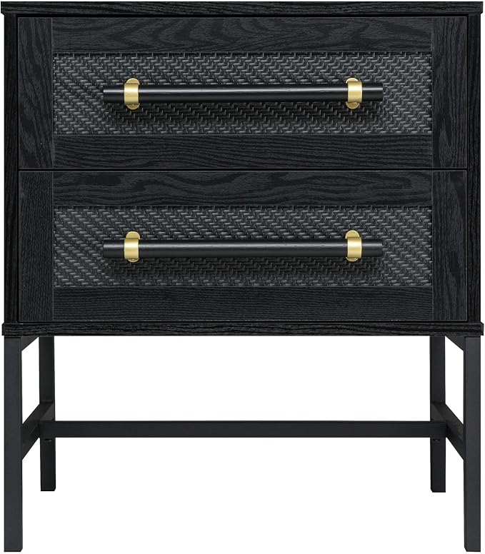 2-Drawer Rattan Nightstand