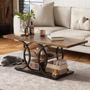 47" 3-Tier Rustic Coffee Table with Storage