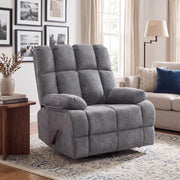 Oversized Swivel Rocker Recliner for Adult, Overstuffed Extra Wide Manual Recliner, Rocking Sofa Chair with Soft Padded Headrest and Armrest for Living Room,Chenille Grey