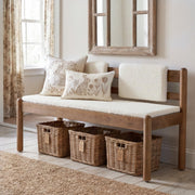 Solid Wood Upholstered Bench with Back